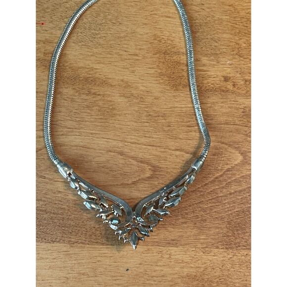 Vintage Crown Trifari Philippe GOLD & Rhinestone Marquis Stone Choker Necklace - Picture 10 of 15